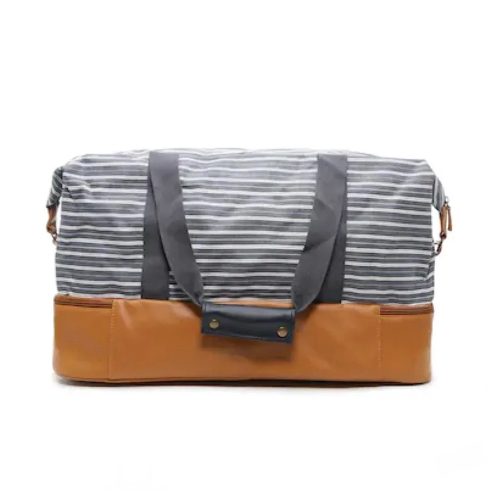 Navy Striped Weekender Travel Bag NWT